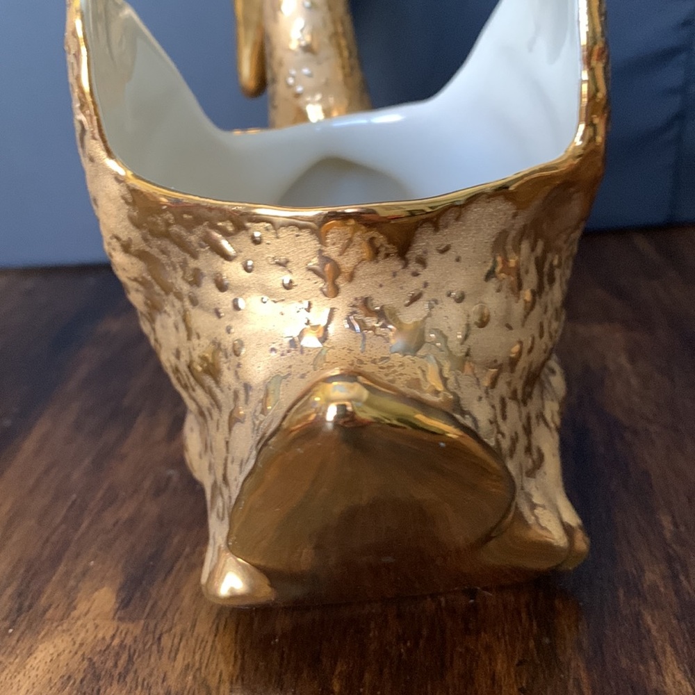 22k Gold Dip Swan Planter Pot Dish Centerpiece by Bel-Terr China EUC - Picture 4 of 9